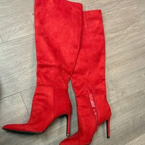 Elegant Red Over the Knee Boots